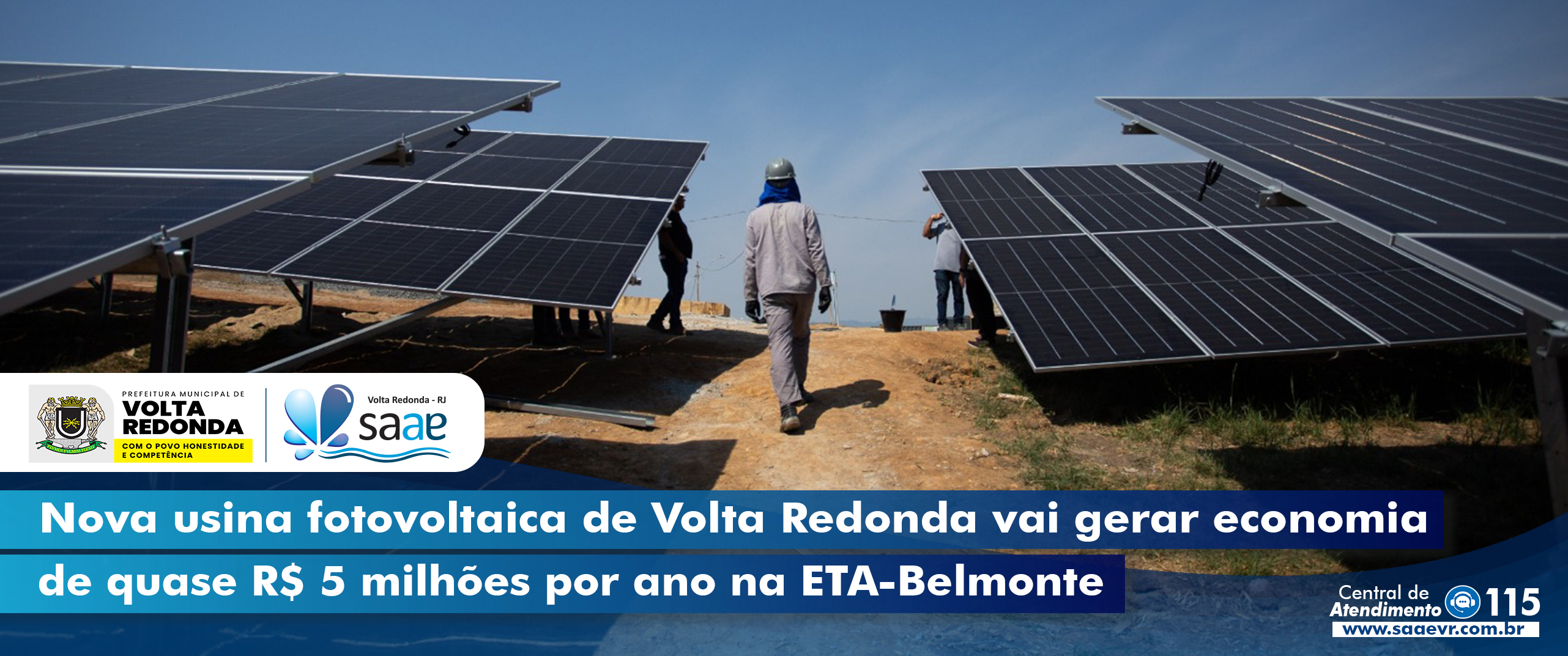 Nova usina fotovoltaica de Volta Redonda vai gerar economia de quase R$ 5 milhes por ano na ETA-Belmonte